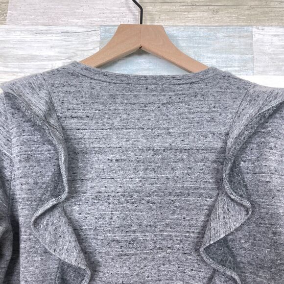 J Crew Mercantile Ruffle Sweatshirt Sweater Gray Round Neck Casual Womens Small - Picture 4 of 7